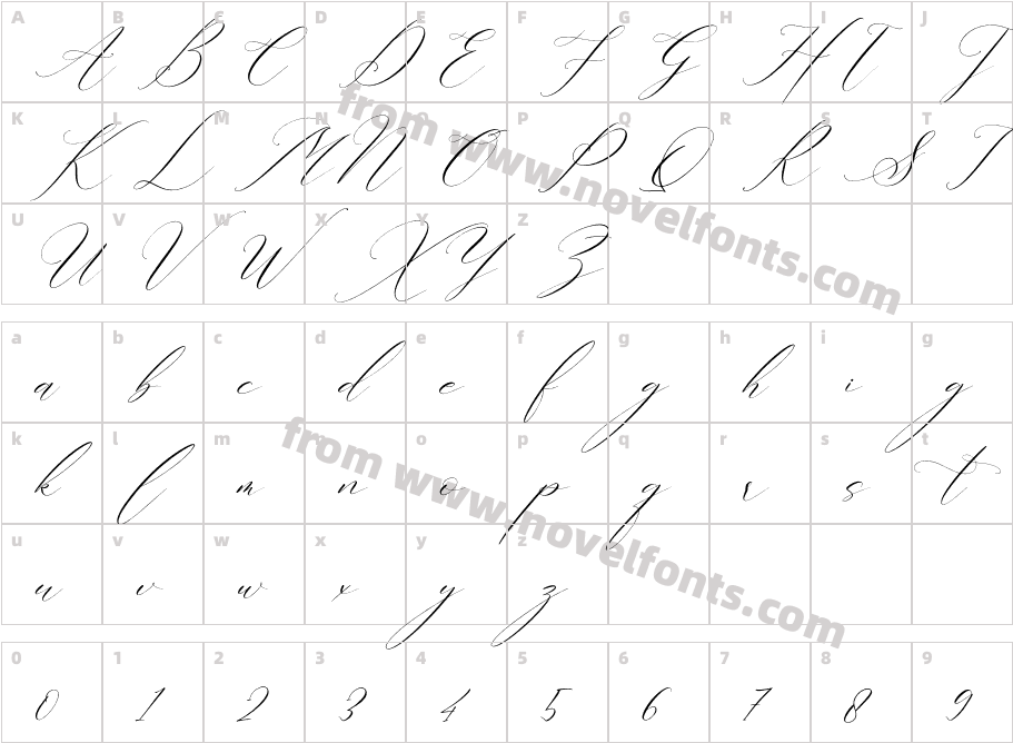 Dahliakeys ItalicCharacter Map