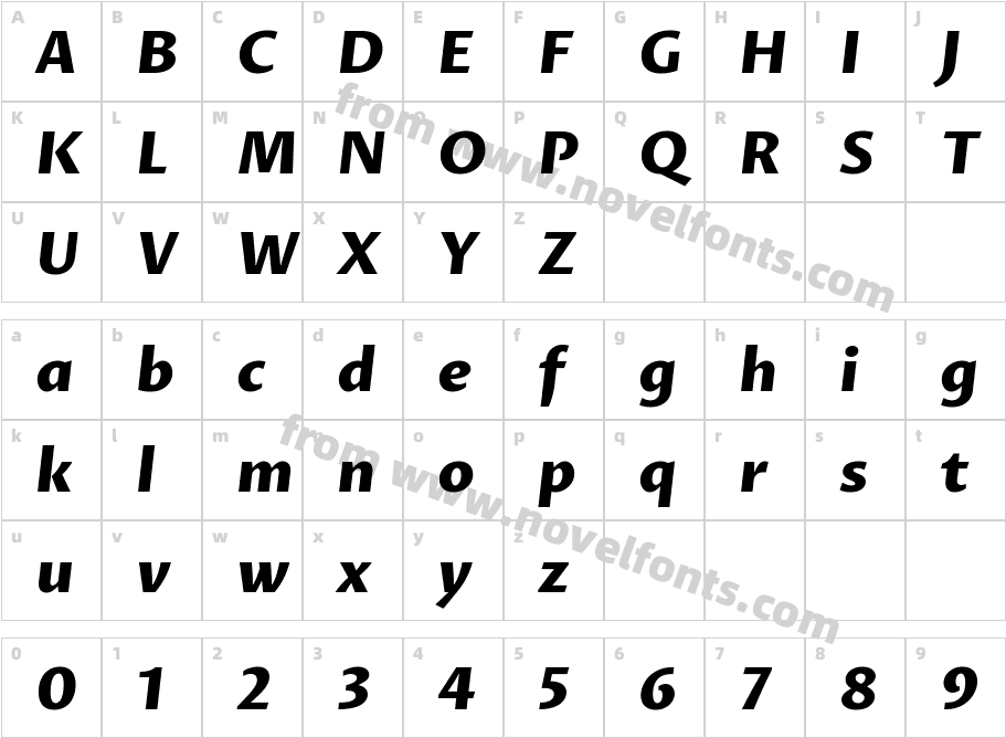 Proza Libre ExtraBold ItalicCharacter Map