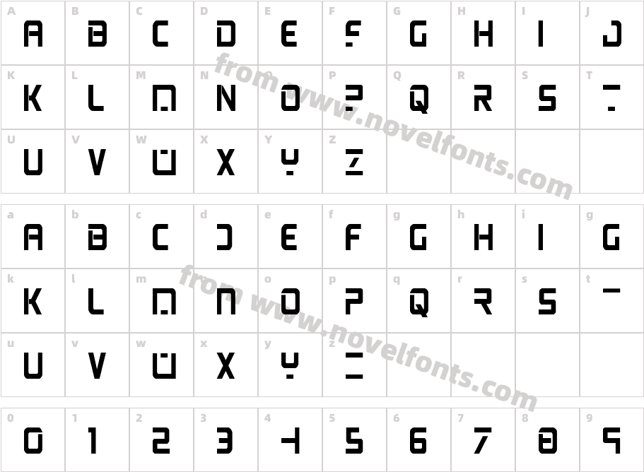 PsYonic VII Bold CondensedCharacter Map