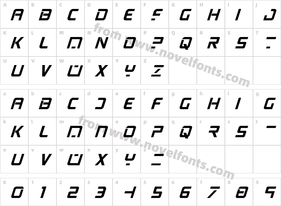 PsYonic VII Bold ItalicCharacter Map