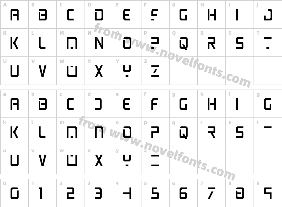 PsYonic VII CondensedCharacter Map