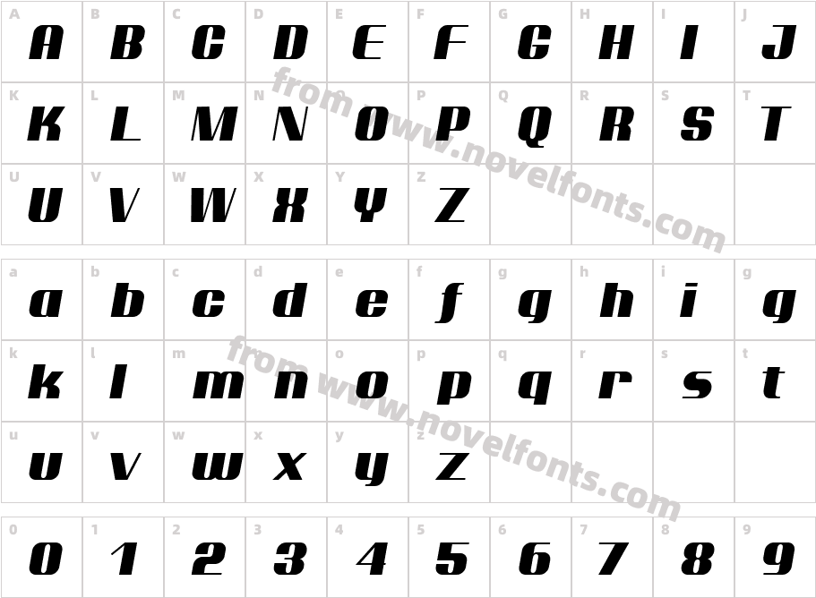 Ptarmigan ItalicCharacter Map