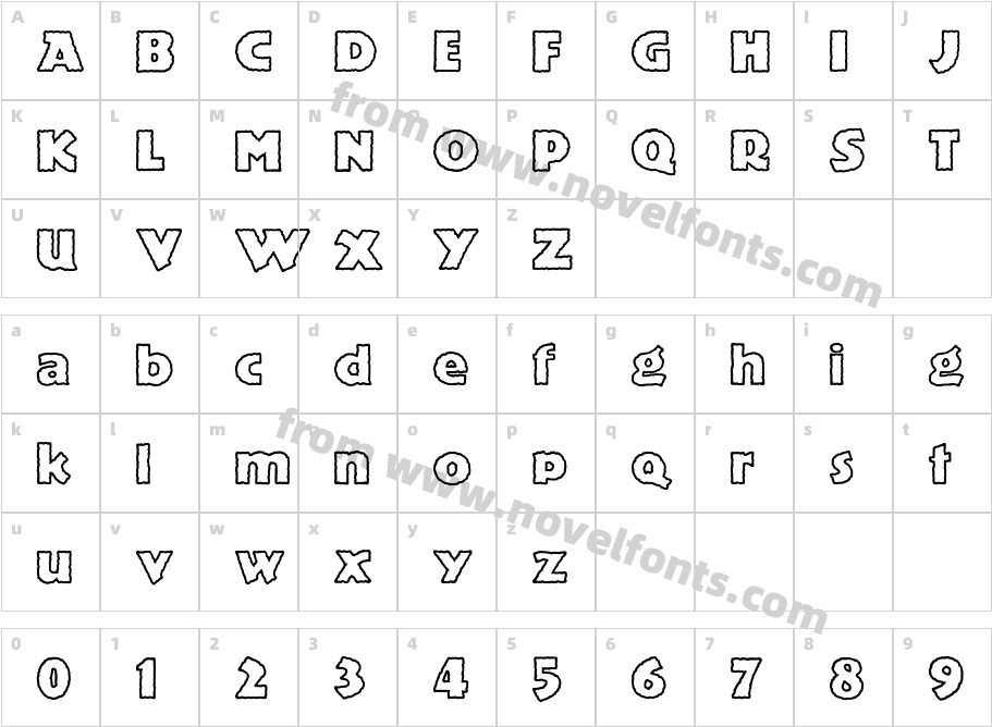 PublicityGothicICG-OutCharacter Map