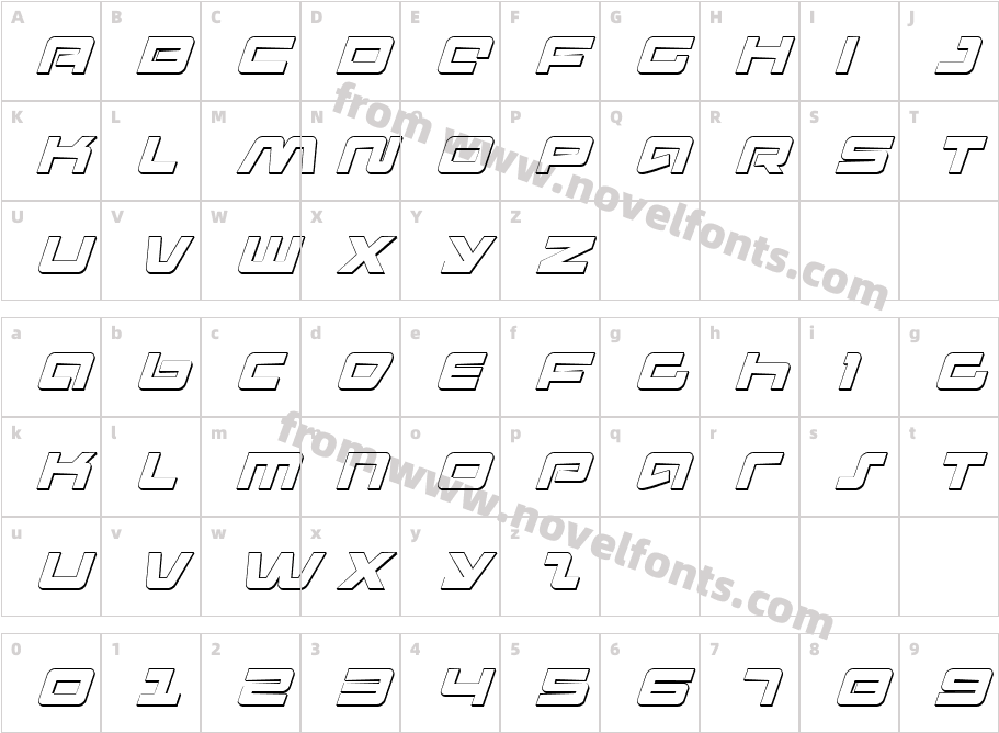 Pulse Rifle 3D ItalicCharacter Map