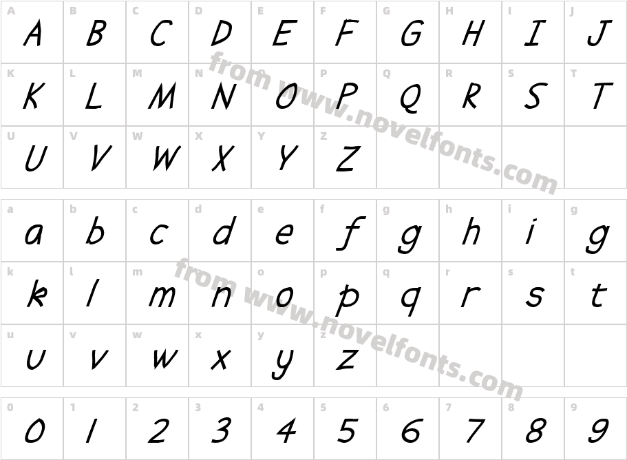 Abscissa ItalicCharacter Map