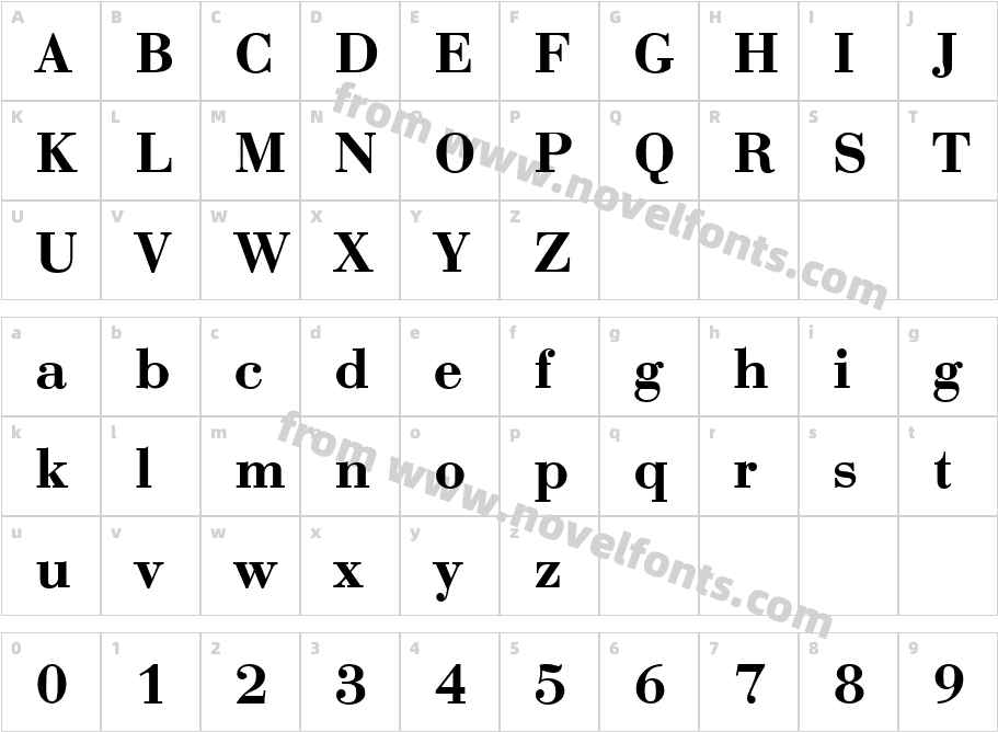 QTBodini BoldCharacter Map