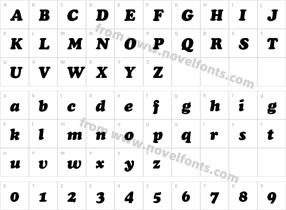 QTKooper ItalicCharacter Map