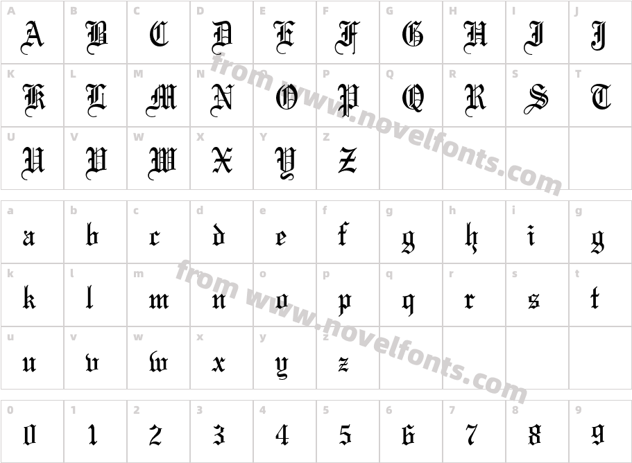 QTLinoscroll RegularCharacter Map