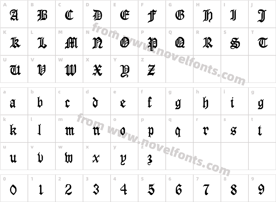 QTLondonScroll RegularCharacter Map