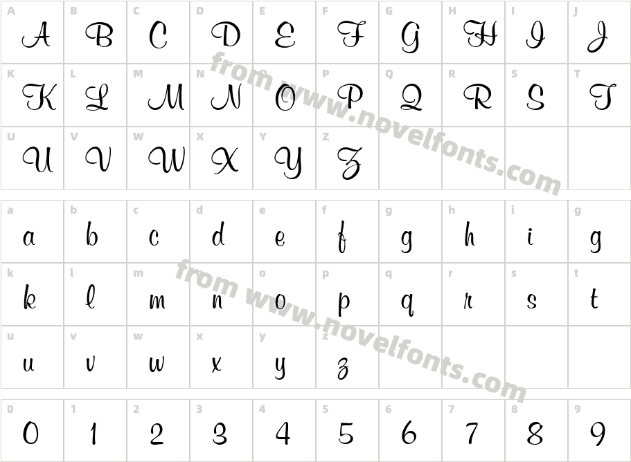 QTMerryScript RegularCharacter Map