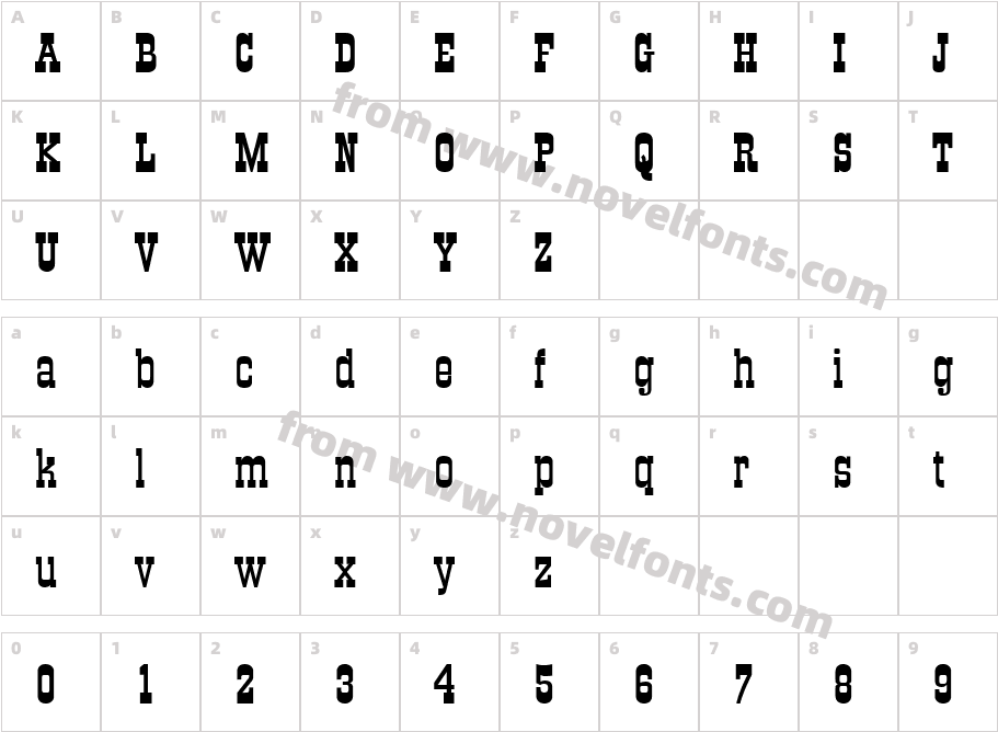 QTOKCorral-Ext RegularCharacter Map