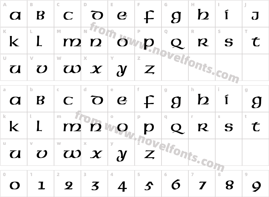 QTUSA-Uncial RegularCharacter Map