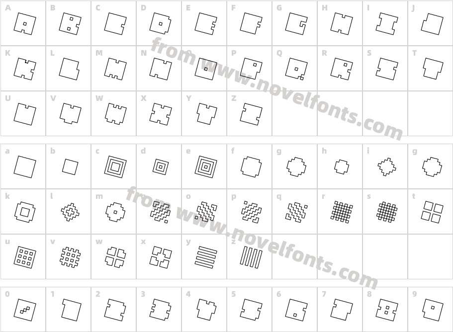 QUBE HOLLOW ITALICCharacter Map