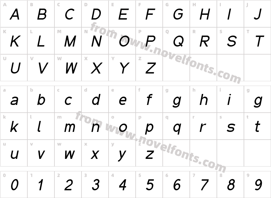 Qaz ItalicCharacter Map