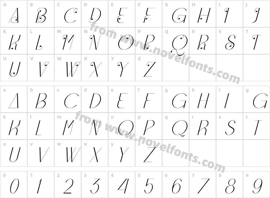 Qegor ItalicCharacter Map