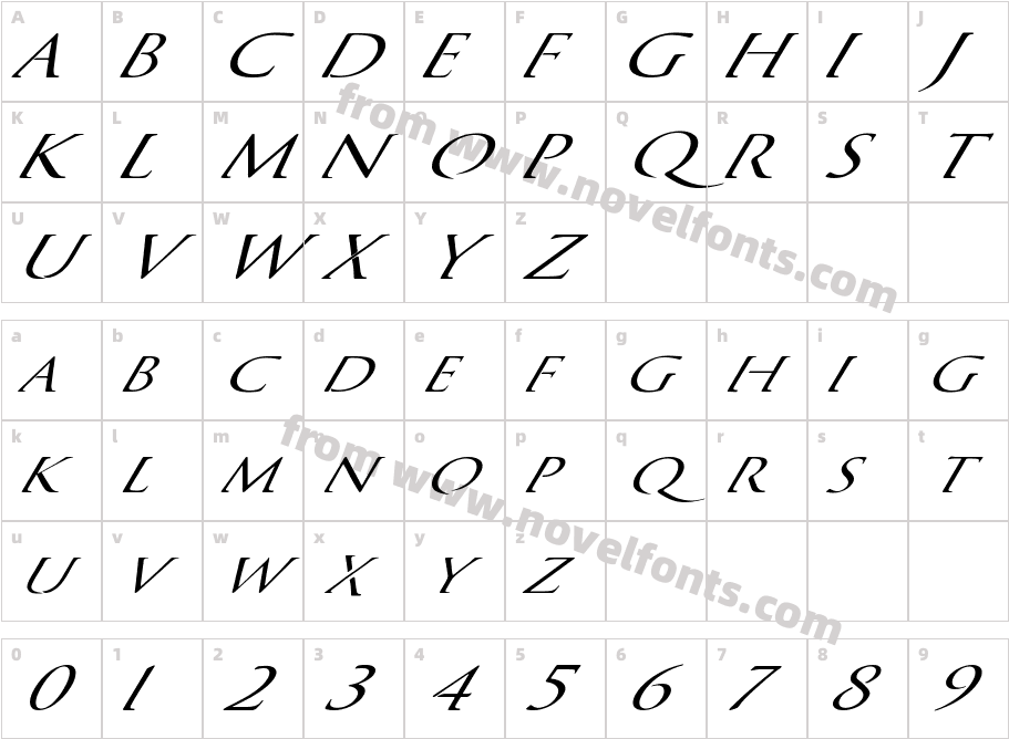 QuagentItalicCharacter Map