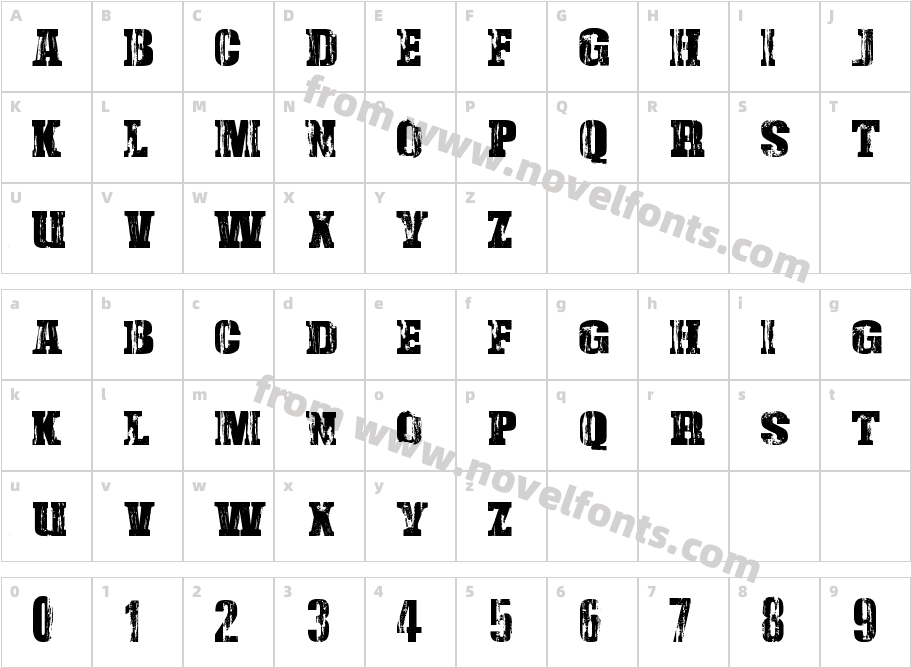 Damaged SerifCharacter Map