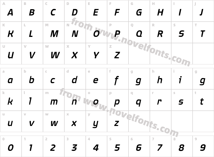 Quagmire-MediumItalicCharacter Map