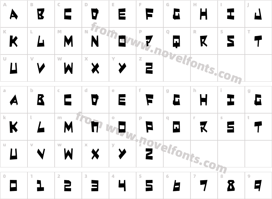 Quake & Shake CondensedCharacter Map