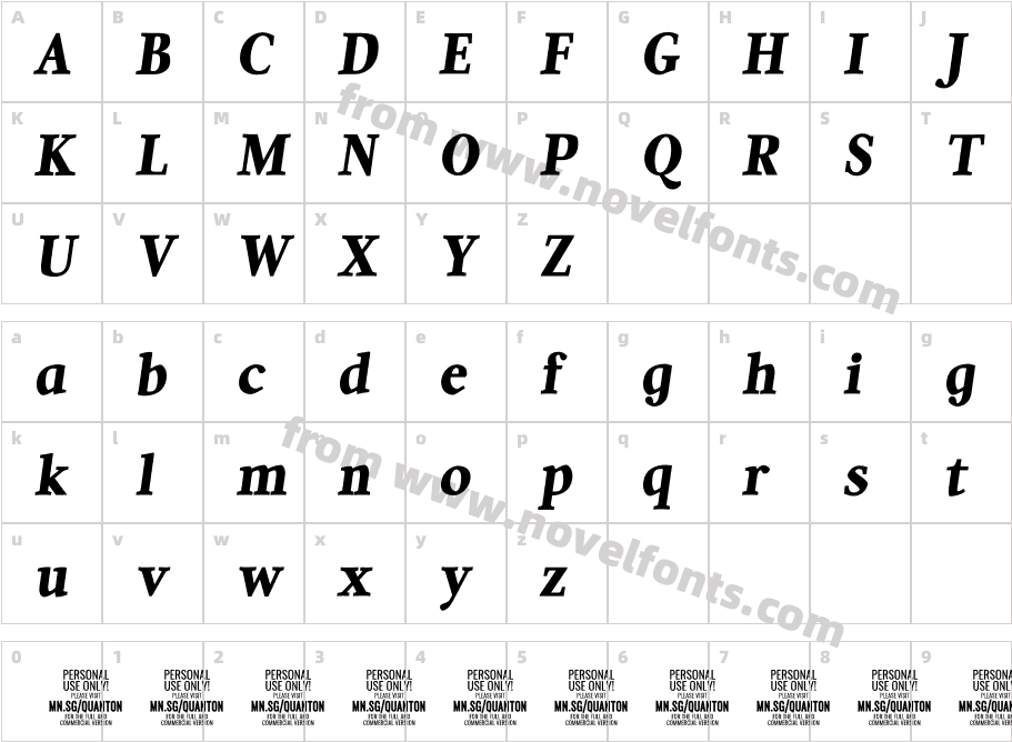 Quanton PERSONAL USE ONLY Black ItalicCharacter Map