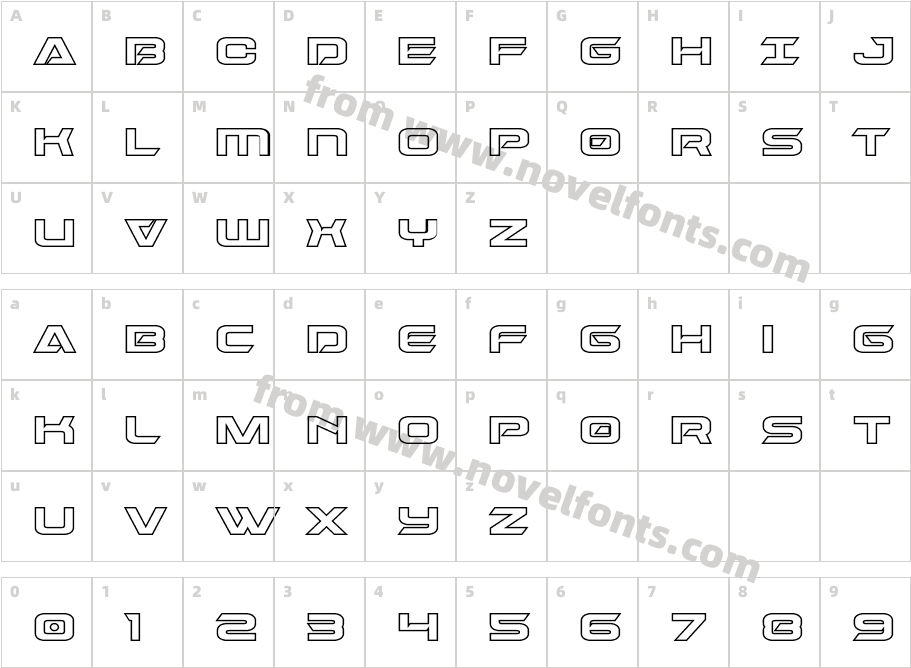 Dameron Bold OutlineCharacter Map