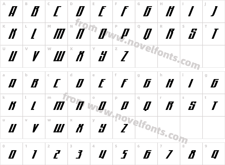 Quantum of Malice Condensed ItalicCharacter Map