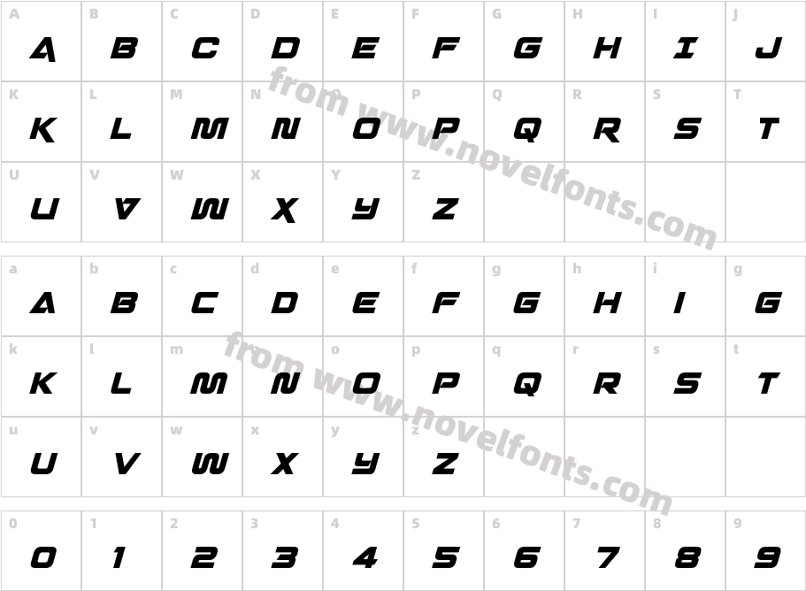 Quark Storm Condensed ItalicCharacter Map