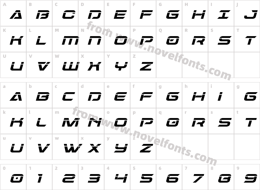 Dameron Laser ItalicCharacter Map