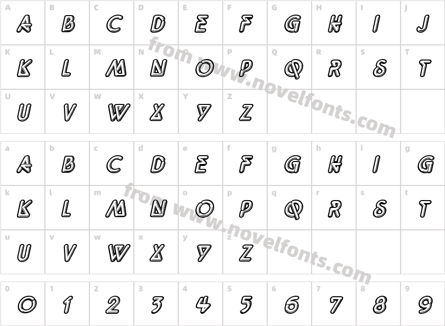 QuarkNeon ItalicCharacter Map