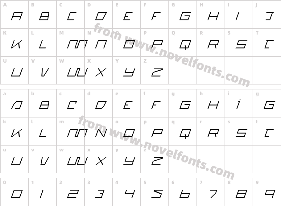 Quasitron ItalicCharacter Map