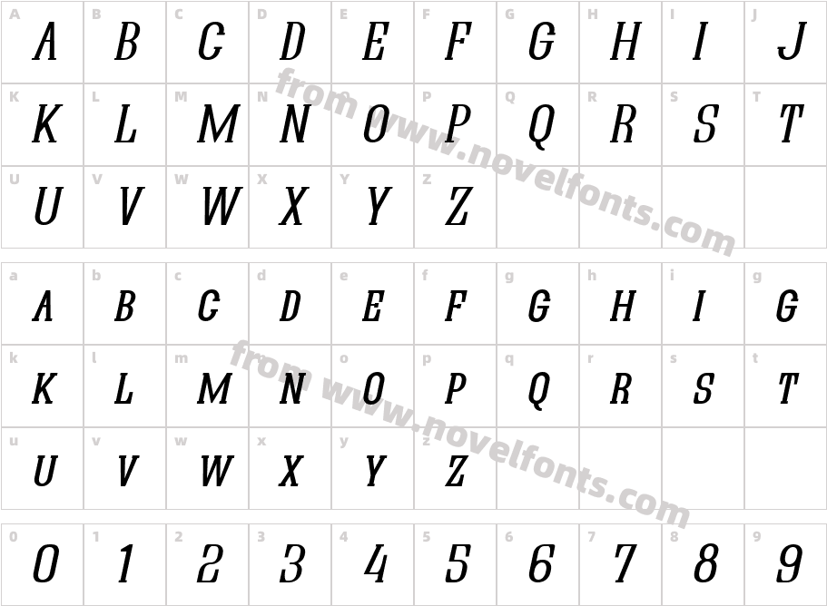 Quastic Kaps ItalicCharacter Map