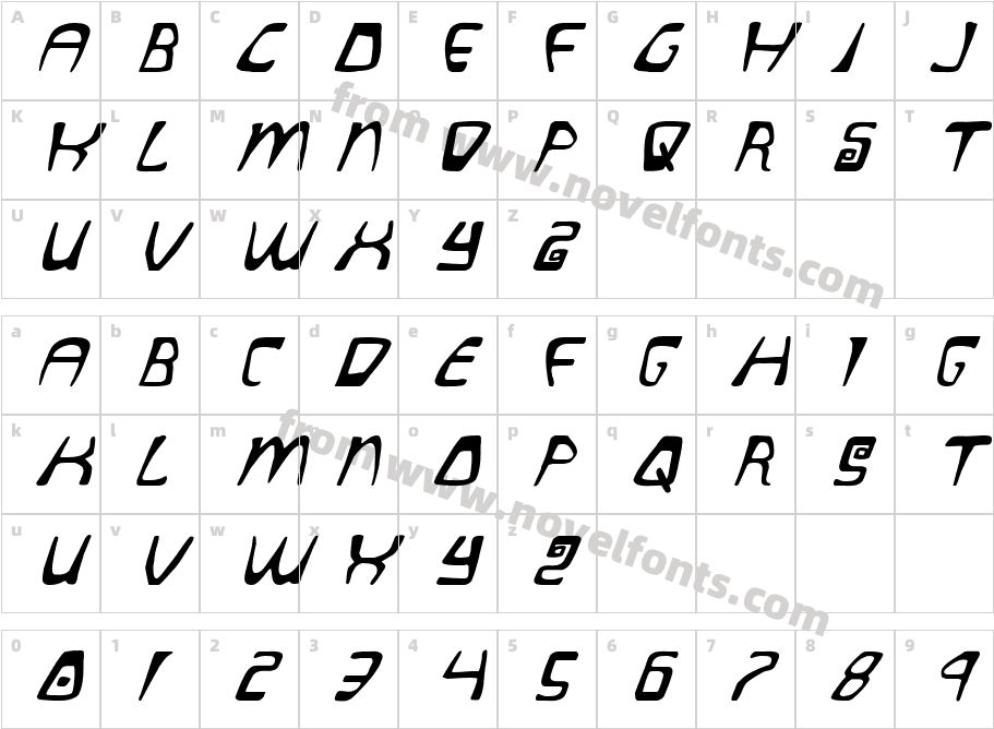 Quatl ItalicCharacter Map