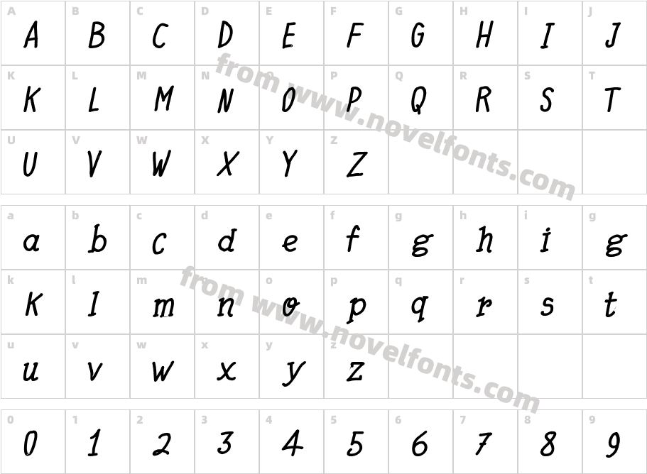 Quick Writing Bold ItalicCharacter Map