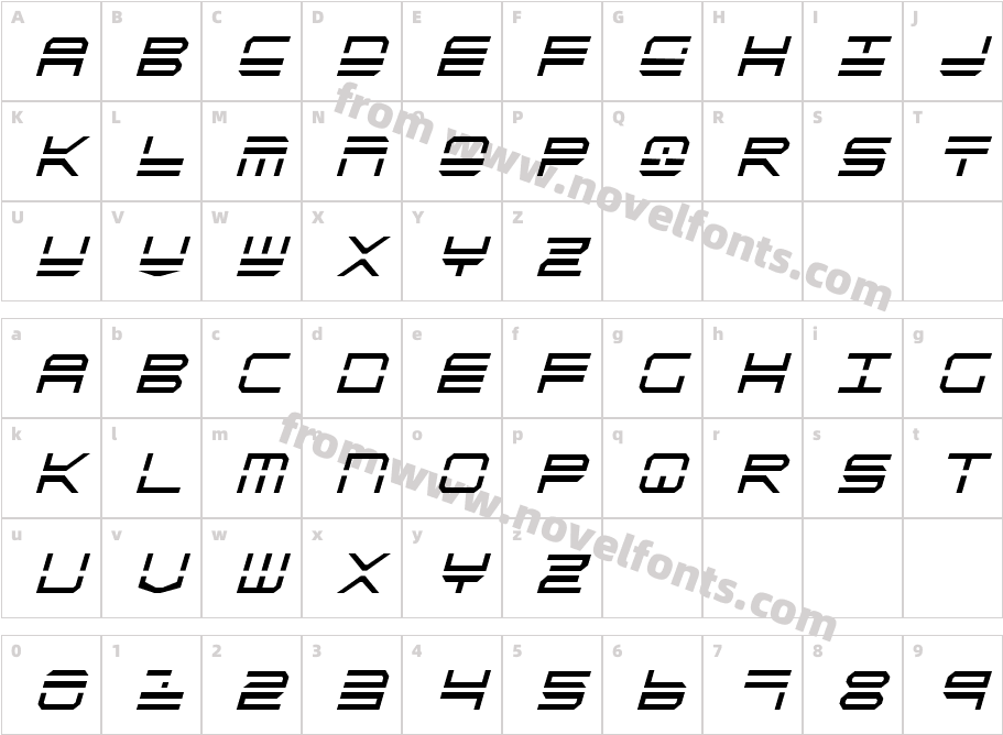 QuickStrike Italic CondensedCharacter Map