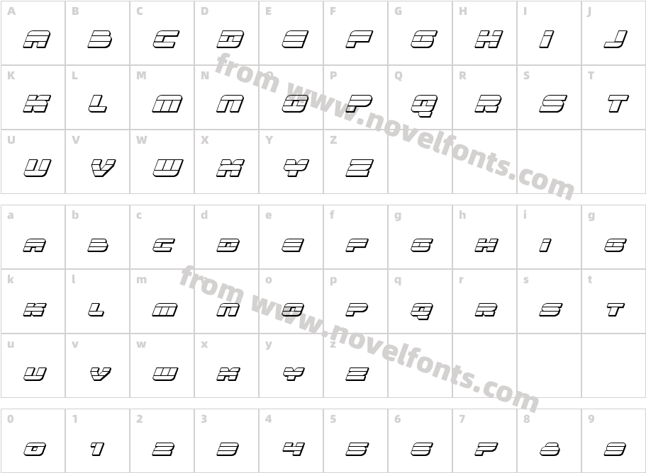 Quicken 3D ItalicCharacter Map