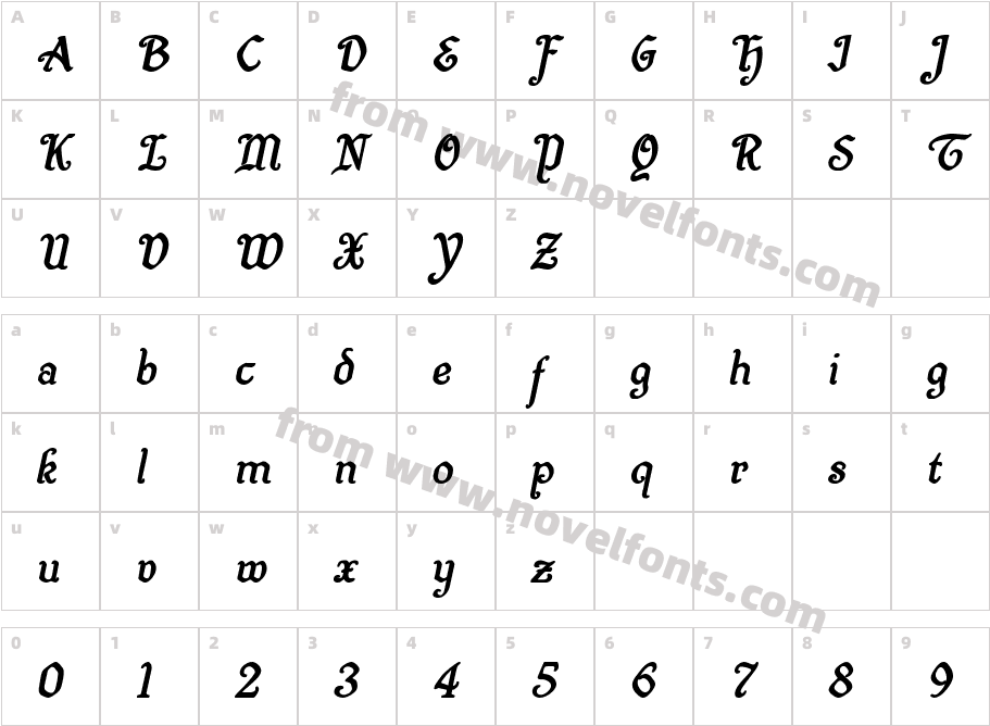 Quill Sword Bold ItalicCharacter Map