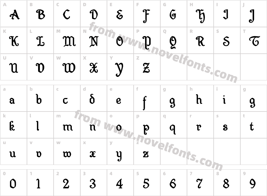 Quill Sword BoldCharacter Map