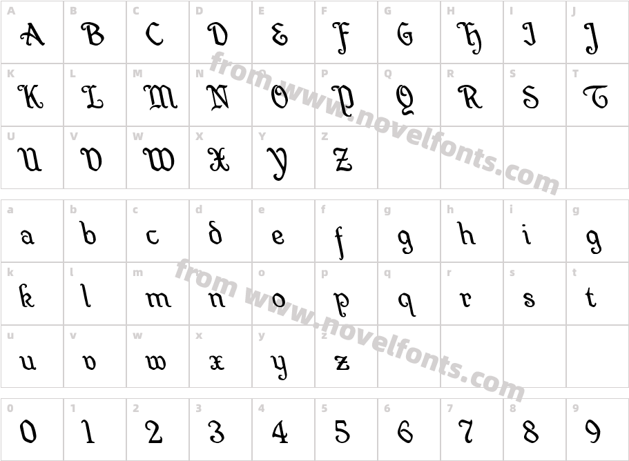 Quill Sword LeftalicCharacter Map