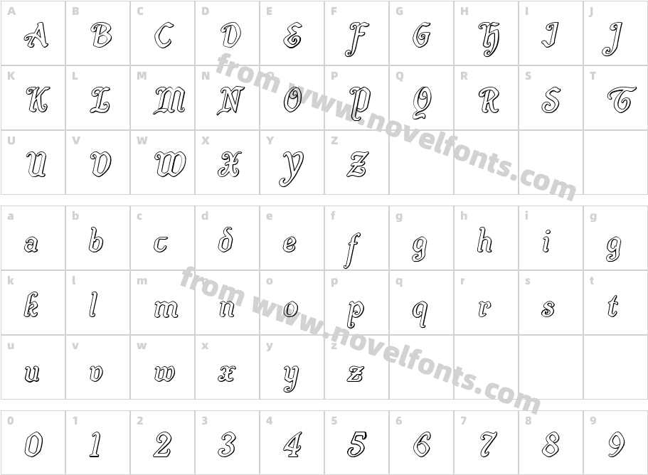 Quill Sword Outline ItalicCharacter Map