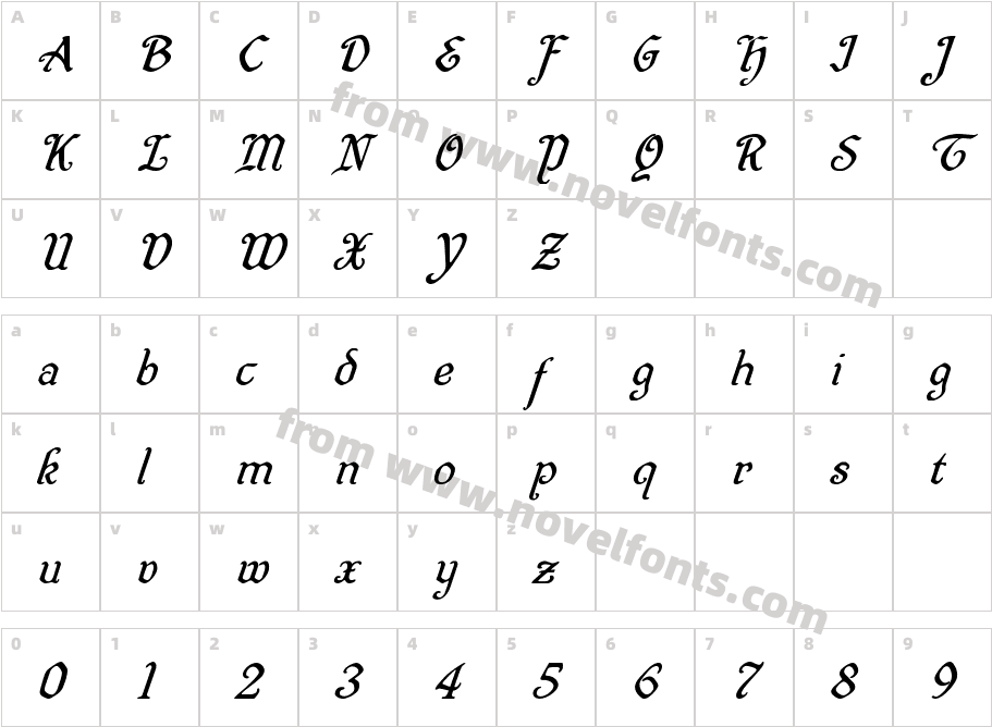 Quill Sword Super-ItalicCharacter Map