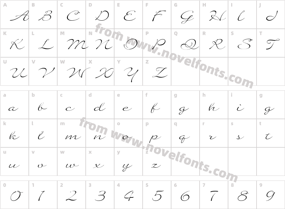 Quilline Script ThinCharacter Map