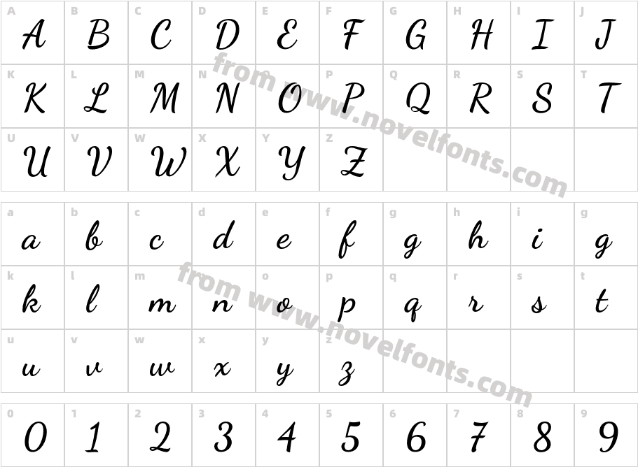 DancingScript-BoldCharacter Map