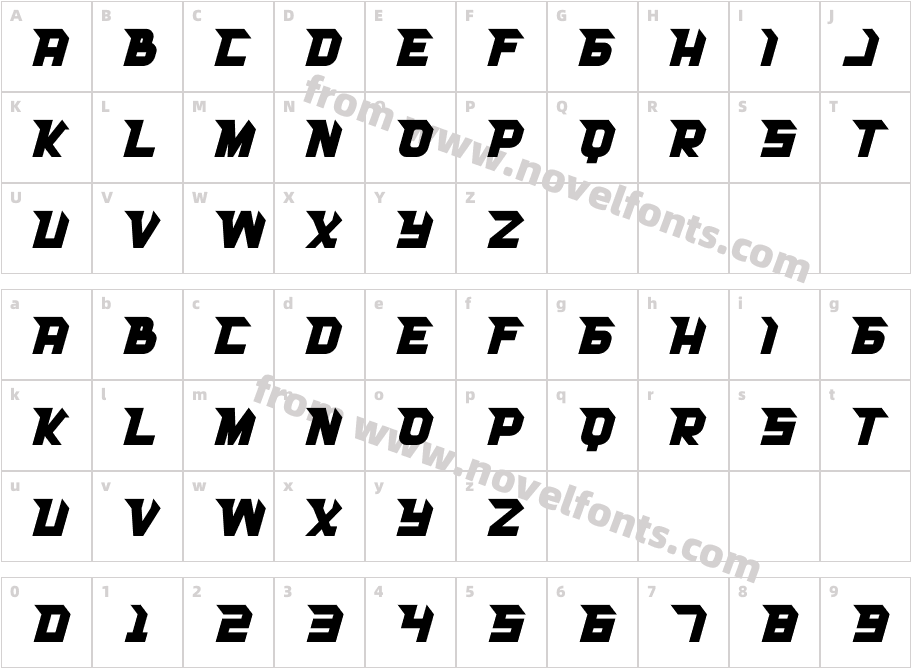 RACE SPACE REGULAR 1Character Map