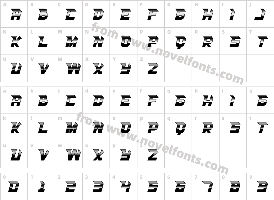 RACESPACESTRIPERegularCharacter Map