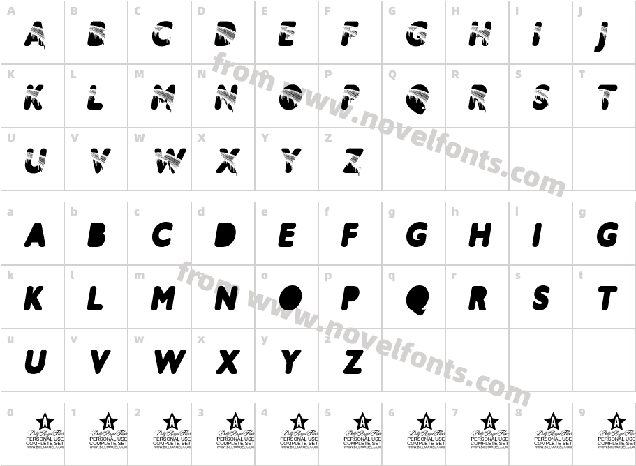 RAINBOWDROPS PERSONAL USE Bold ItalicCharacter Map