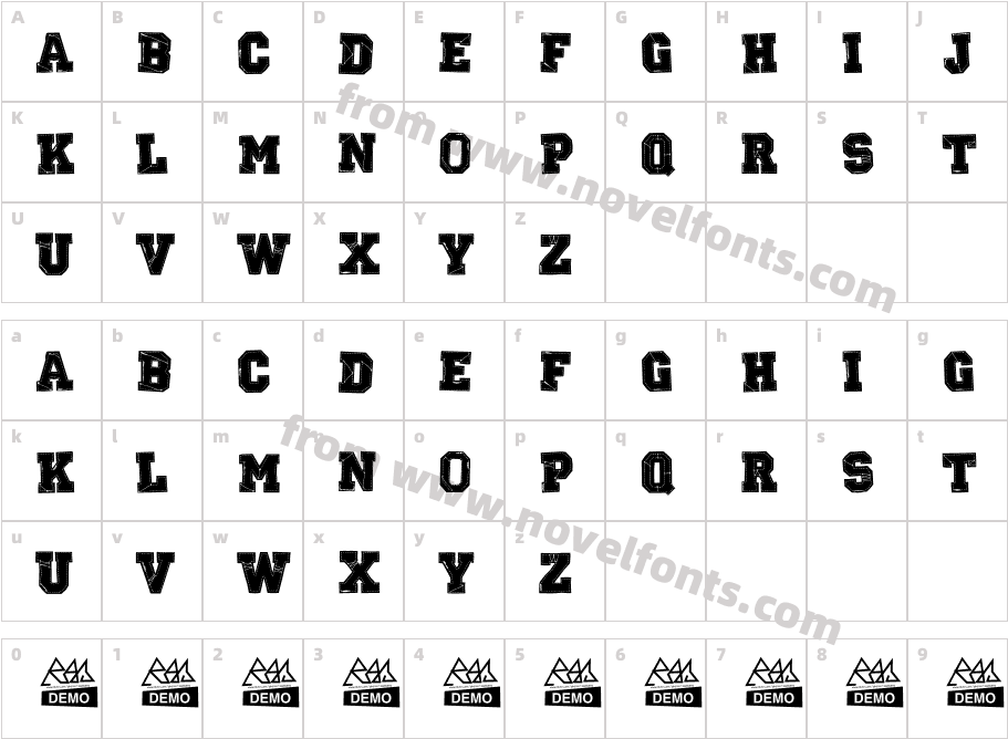 RETROHANDCharacter Map