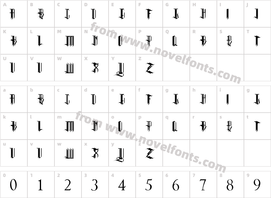 REVERENT REGCharacter Map