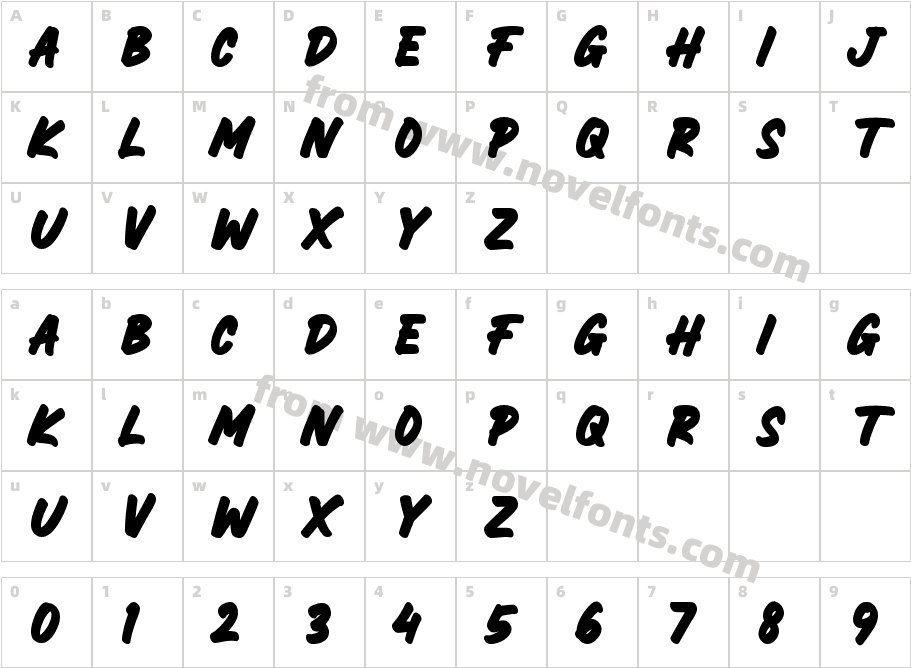 ROCKSLIDE BOLDCharacter Map