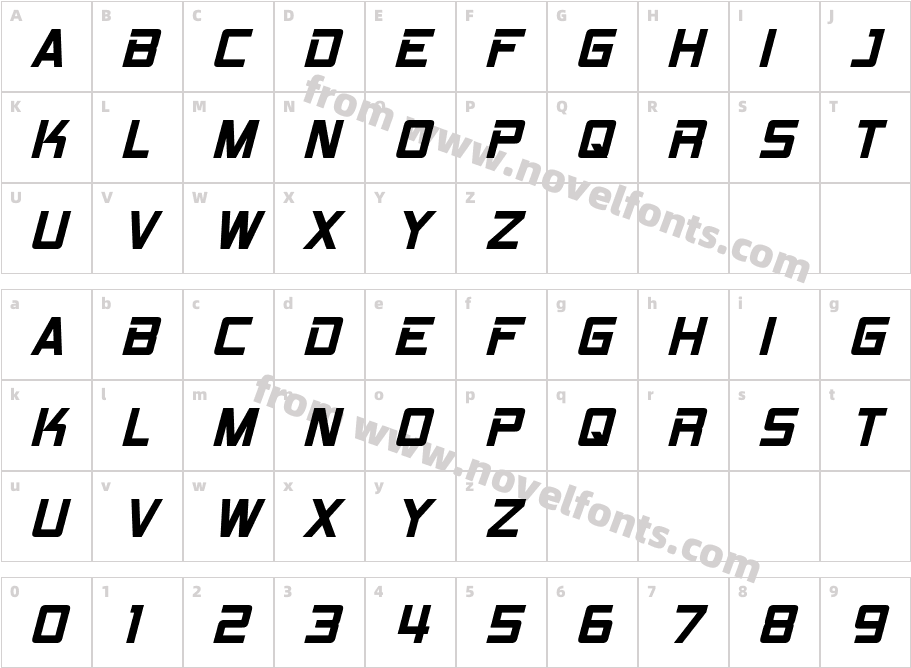 RPM Bold ItalicCharacter Map