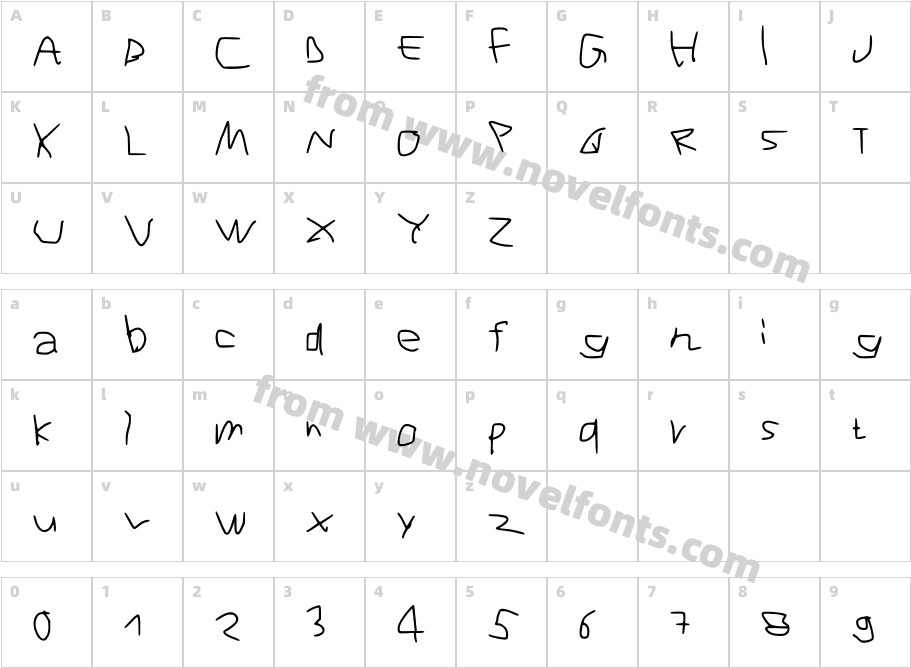 RVn Font of Doom 1 RegularCharacter Map